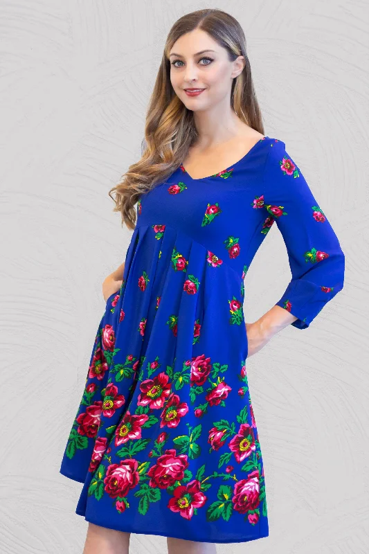 Adela Blue Folk Dress