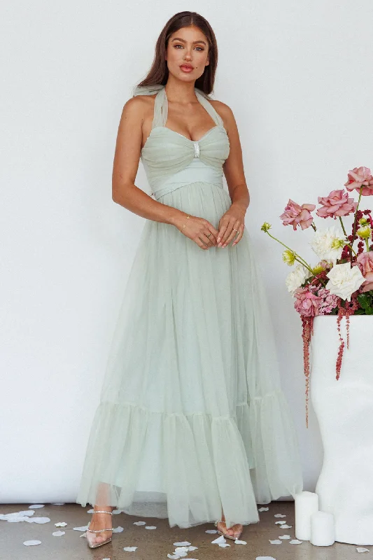 Alegria Tulle Maxi Dress Pistachio