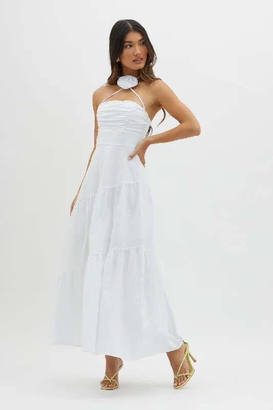 Bondi Rose Decoration Maxi Dress White