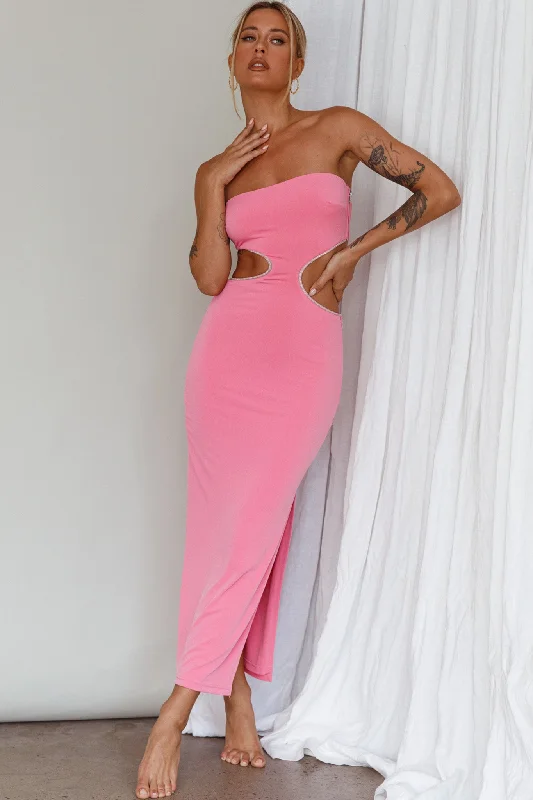 Bridget Cut-Out Midi Dress Barbie Pink