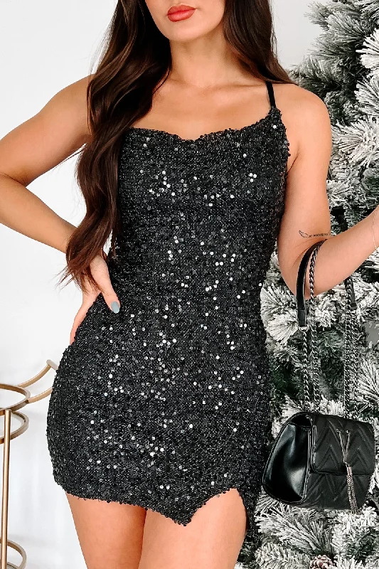 Can't Handle The Sass Sequin Mini Dress (Black)