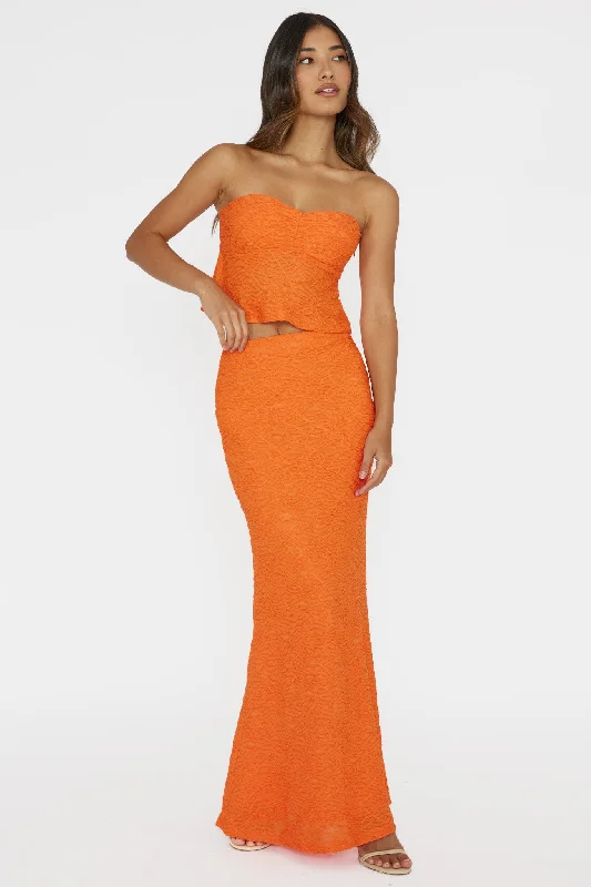 Chat Me Up Embellished Maxi Skirt Tangerine