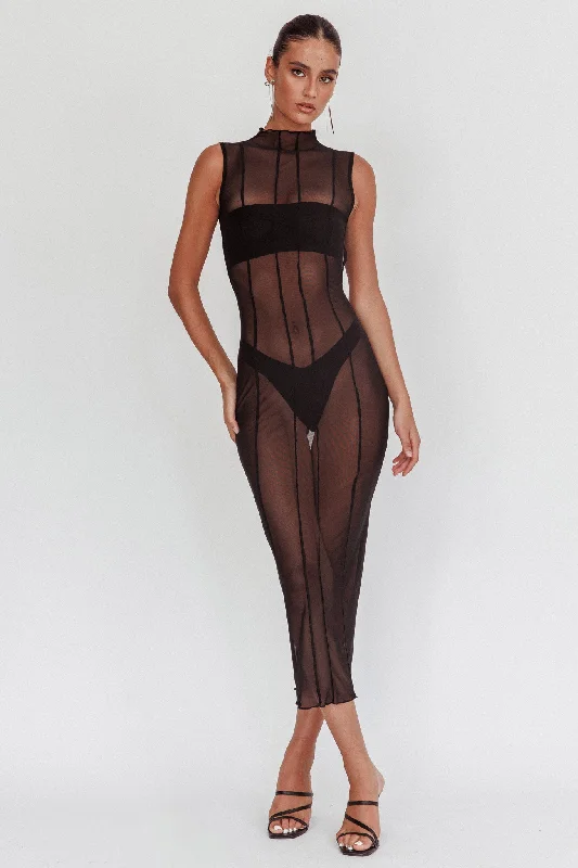 Ciera Sheer Maxi Dress Black