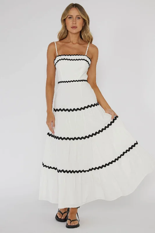 Confidante Ric Rac Trim Maxi Dress White