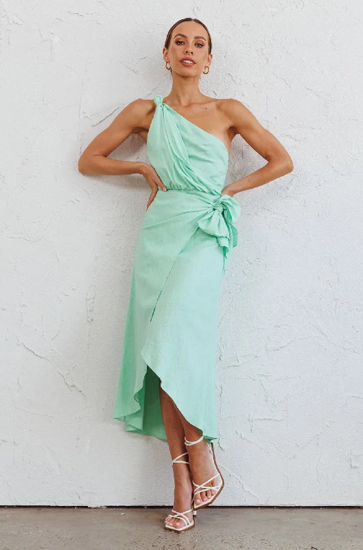 Island Time One-Shoulder Midi Dress Mint