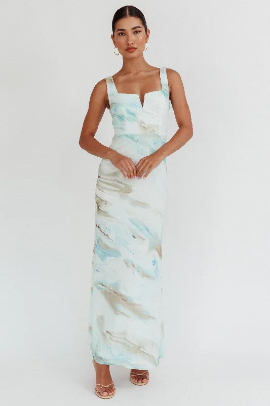 Jovelle Strappy Back Maxi Dress Marble Blue