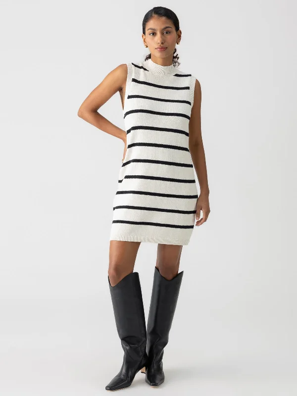 Life Is Easy Sweater Dress Chalk Black Stripe