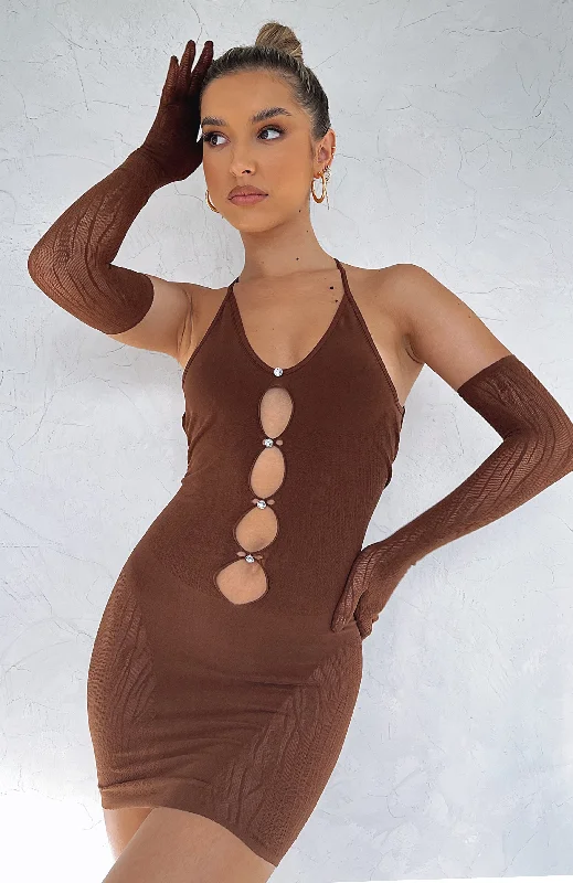 Link Up Mini Dress Chocolate