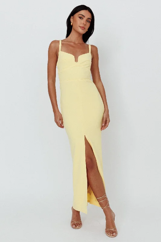 Love To Love Front Split Maxi Dress Lemon