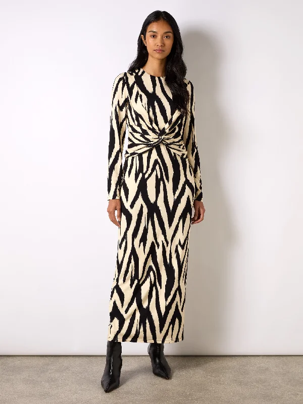 Mono Abstract Print Jersey Twist Detail Dress