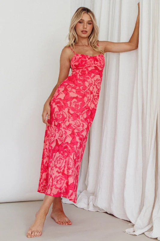 Nerida Twist Back Maxi Dress Swirl Pink