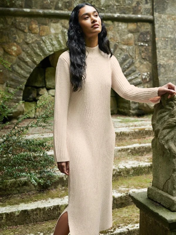 Oatmeal High Neck Jumper Dress