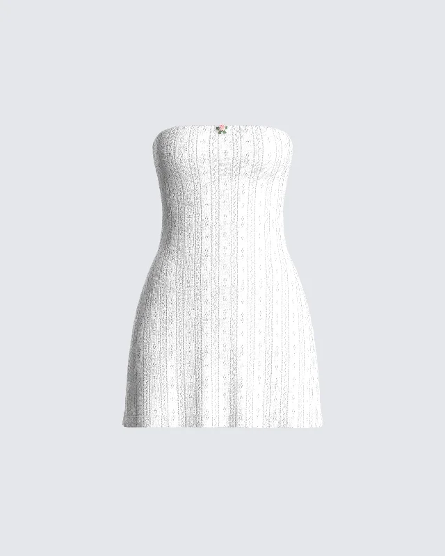 Paloma White Pointelle Mini Dress