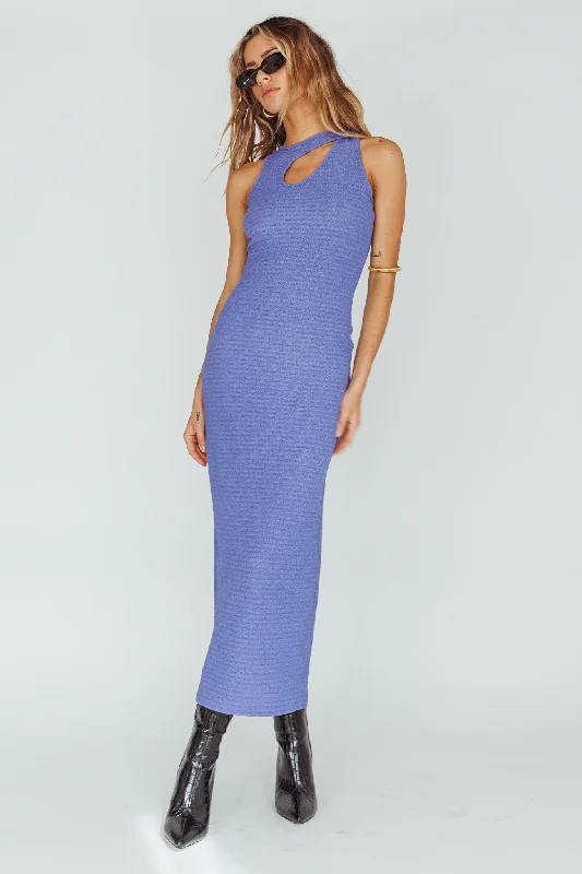 Playa Hermosa Keyhole Midi Dress Blue Violet