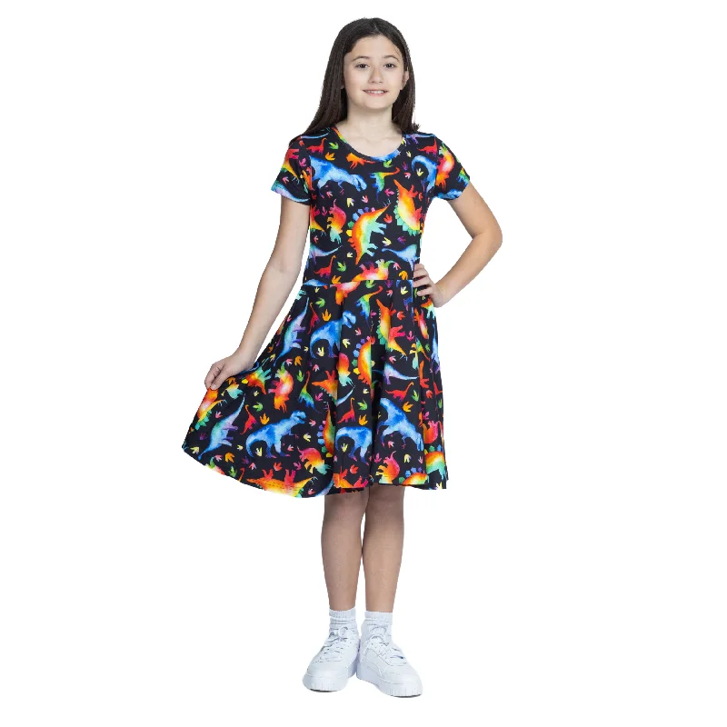 Rainbowsaurus Kids Twirl Dress