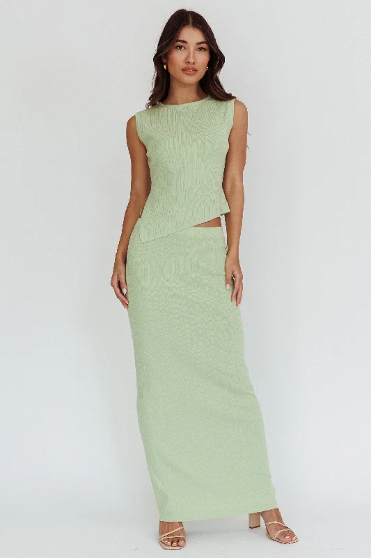 Rossana Ribbed Maxi Skirt Sage