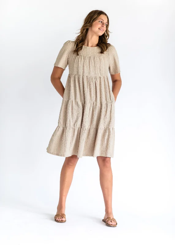 Round Neck Textured Knit Tiered Dress - FINAL SALE