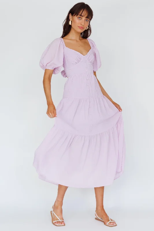 Royce Bow Back Midi Dress Lilac