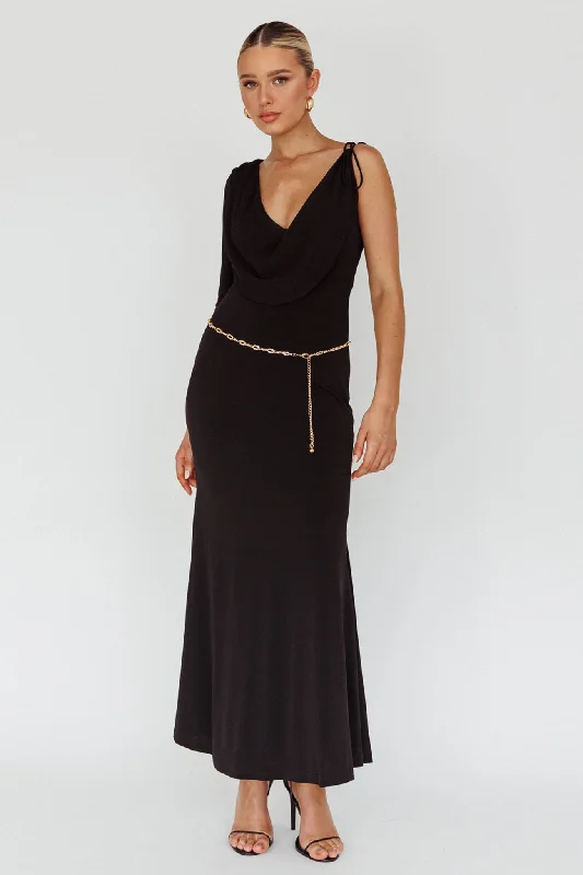 Star Walker One Sleeve Maxi Dress Black