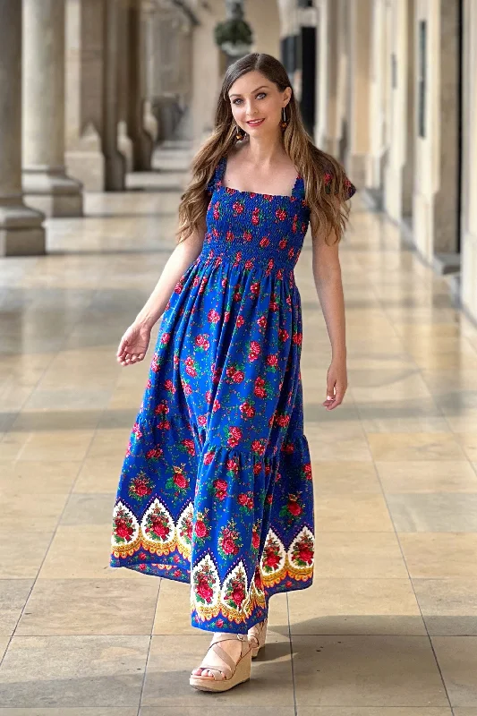 Tamara Blue Folk Dress