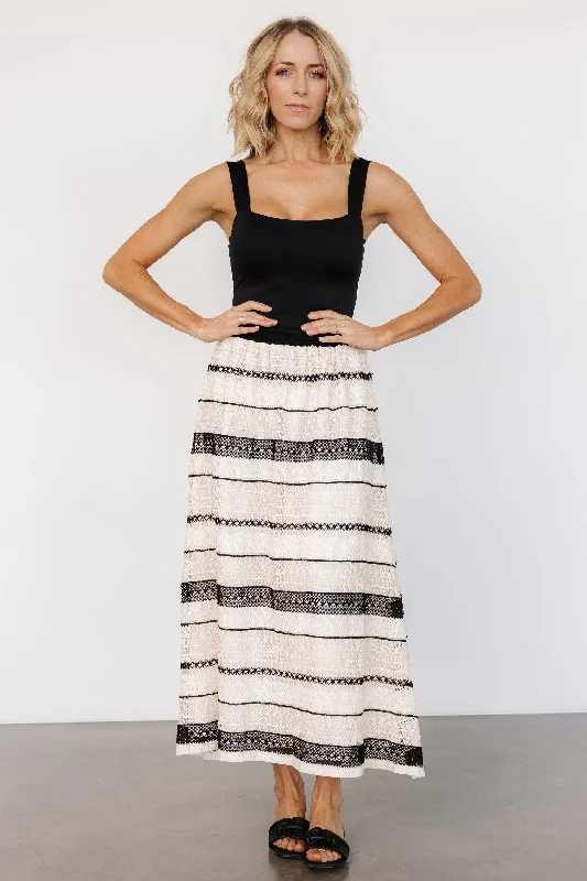 Alondra Woven Skirt | Cream + Black