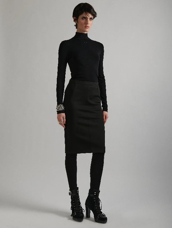 Black milano jersey pencil skirt