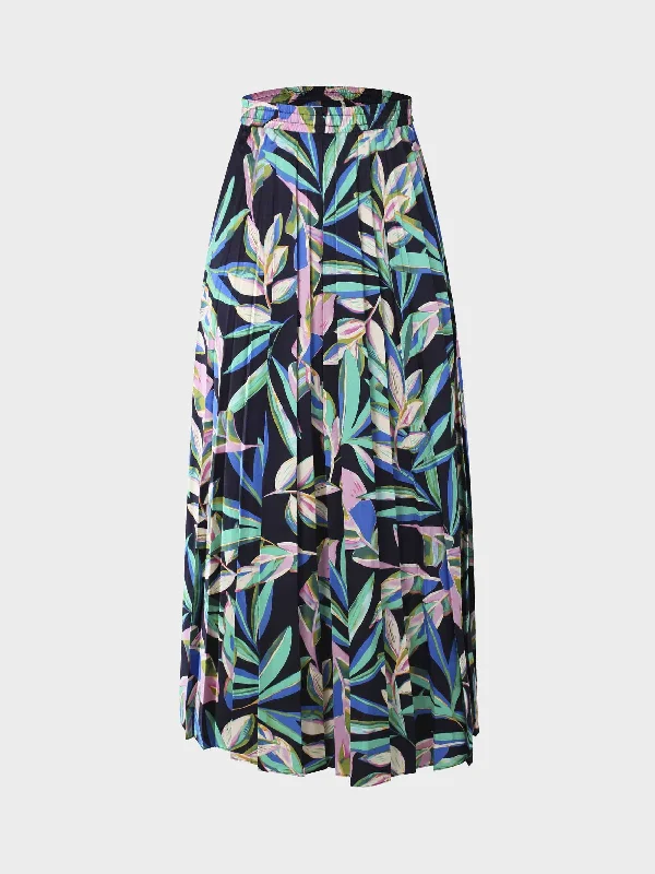 Covered Band Pleated Skirt 37"-Colored Tropic