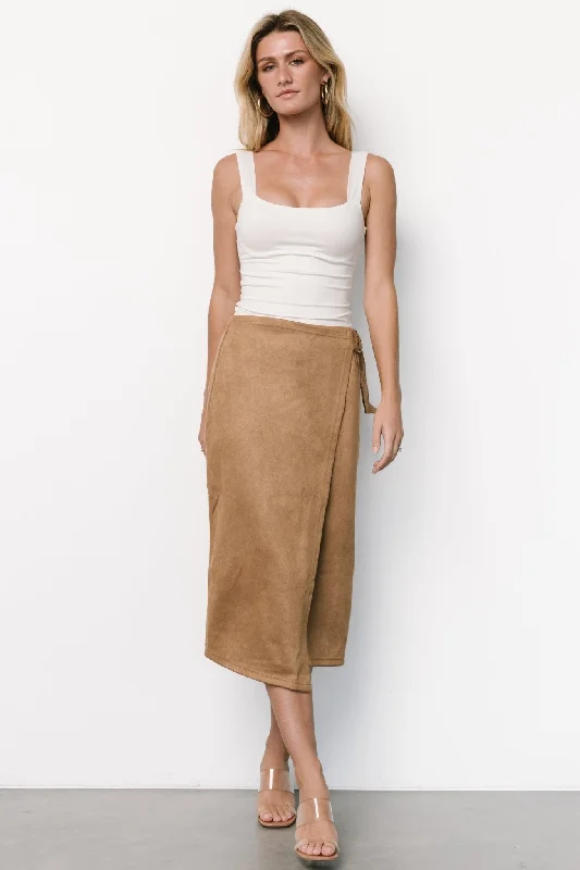 Malika Faux Wrap Skirt | Camel