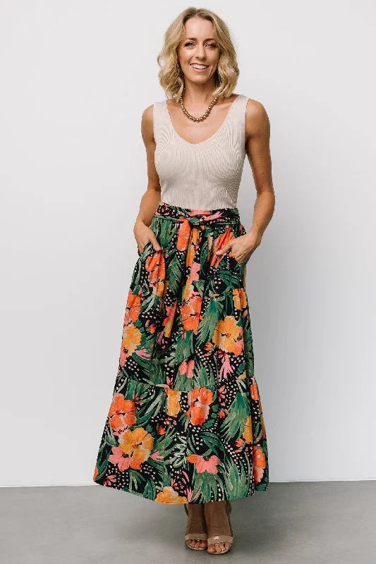 Melea Skirt | Navy Multi Floral