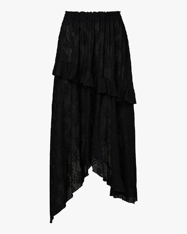 Lace Ruffle Skirt | Black